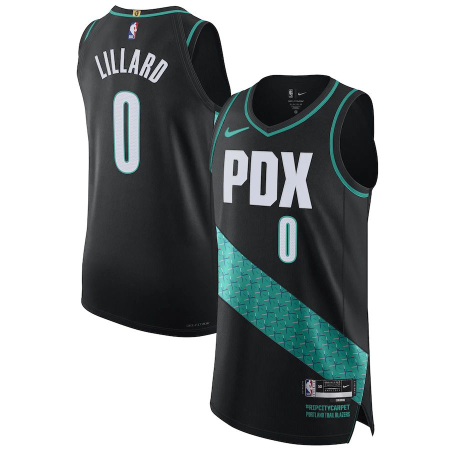 Men Portland Trail Blazers 0 Damian Lillard Nike Black City Edition 2022-23 Authentic NBA Jersey